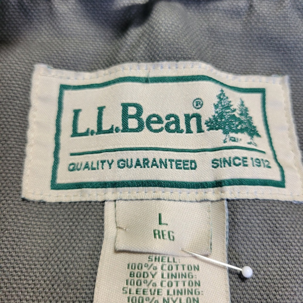 LL Bean Original Field Coat Mens Large Green Chore Jacket Blanket Flannel Lining - Picture 3 of 16
